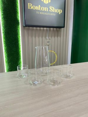 Set de Vidrio Minimalista – Jarra + 5 Vasos