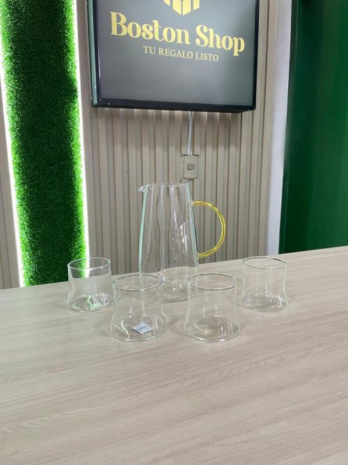 Set de Vidrio Minimalista – Jarra + 5 Vasos
