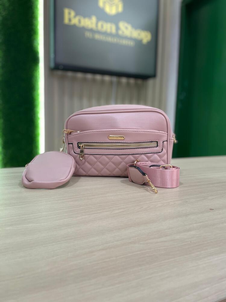 Bandolera Acolchada Rosa – Con Monedero