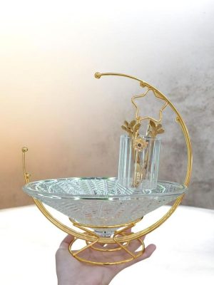 Frutero Decorativo con Base Metálica Dorada – Diseño Moderno