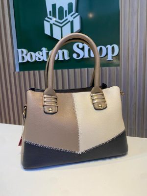 Cartera Tricolor Elegante para Mujer con Detalles Dorados
