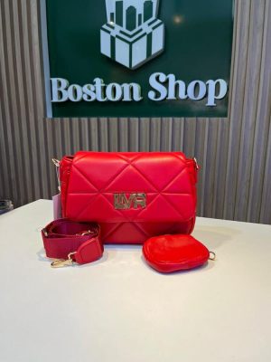 Bolso Bandolera Acolchado Rojo para Mujer – Cartera Crossbody con Correa Ajustable